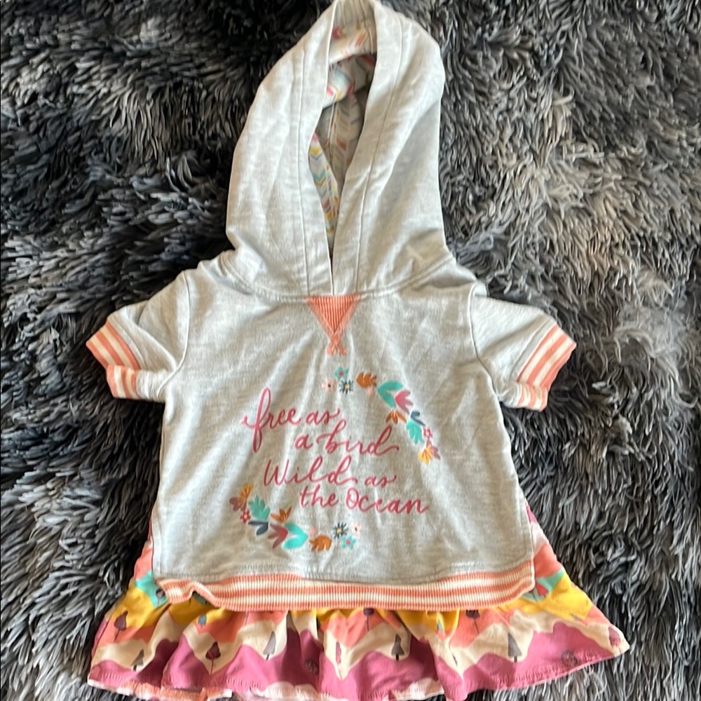Kids' Gray and Pink Hooded Top